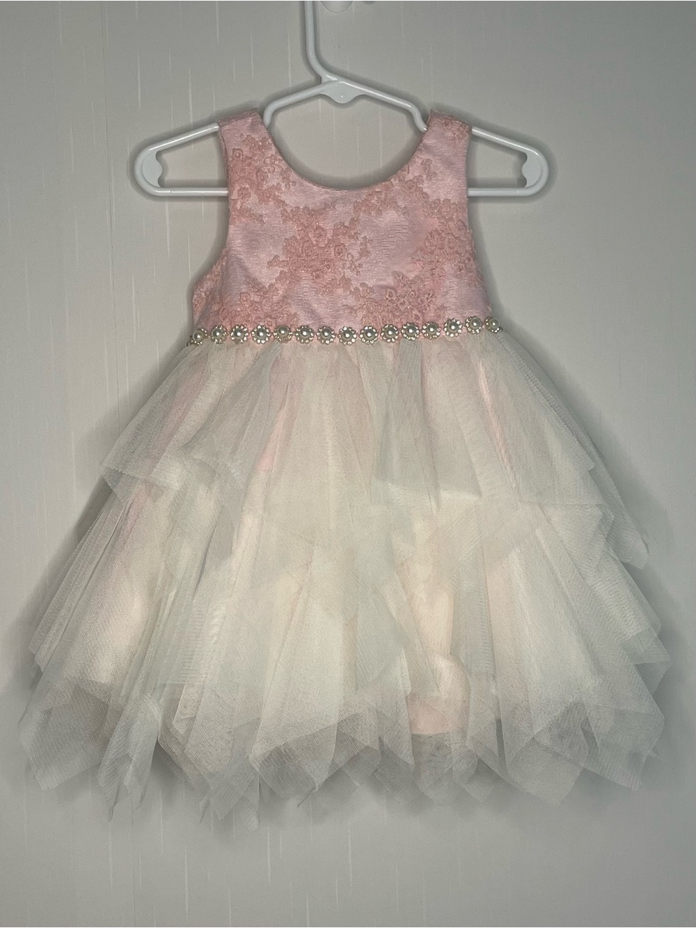 NWT American Princess Dress Pink Lace Ivory Tulle With Bloomers Formal 18M